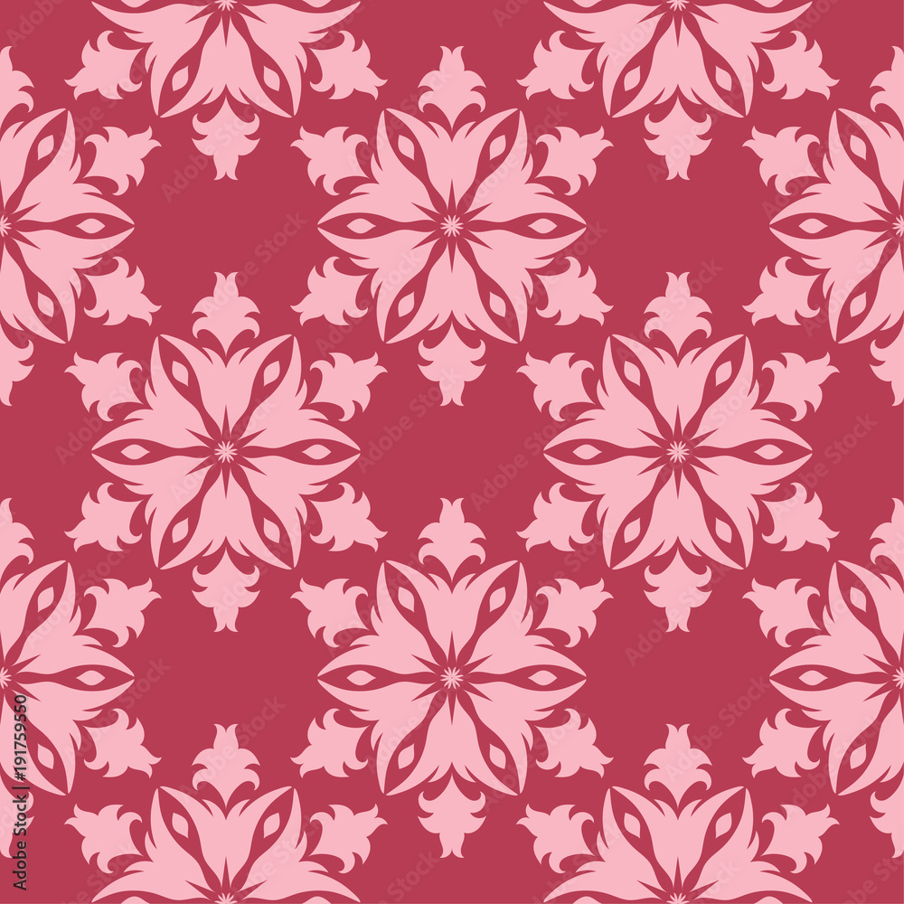Floral seamless design on red background Floral seamless design on red background