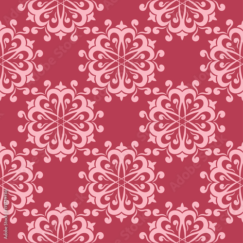 Floral seamless design on red background © Liudmyla