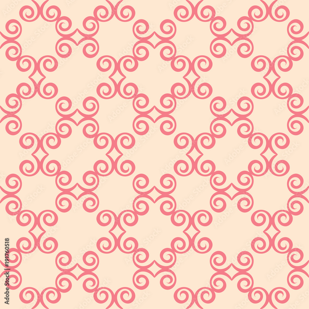Red floral seamless pattern on beige background