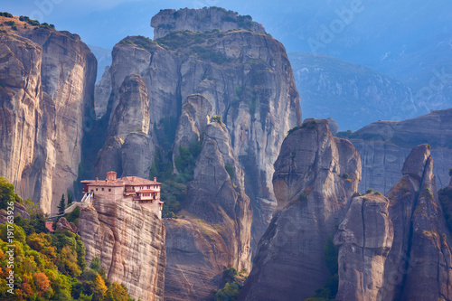 Autumn colors around Roussanou  monastery, Meteora. photo