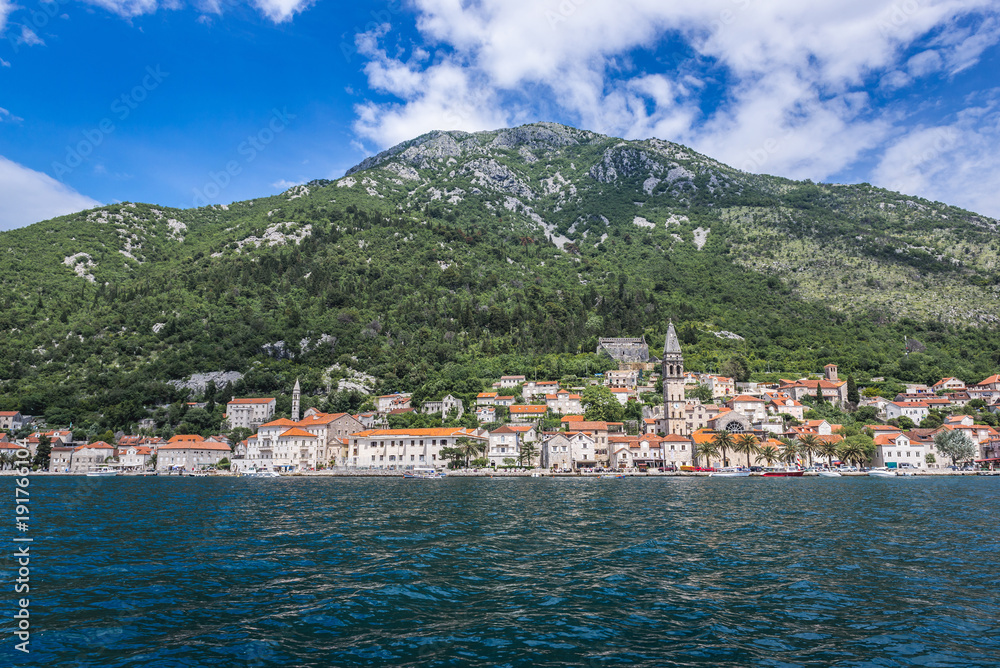Perast coastal town in Kotor Bay of Adriatic Sea, Montenegro