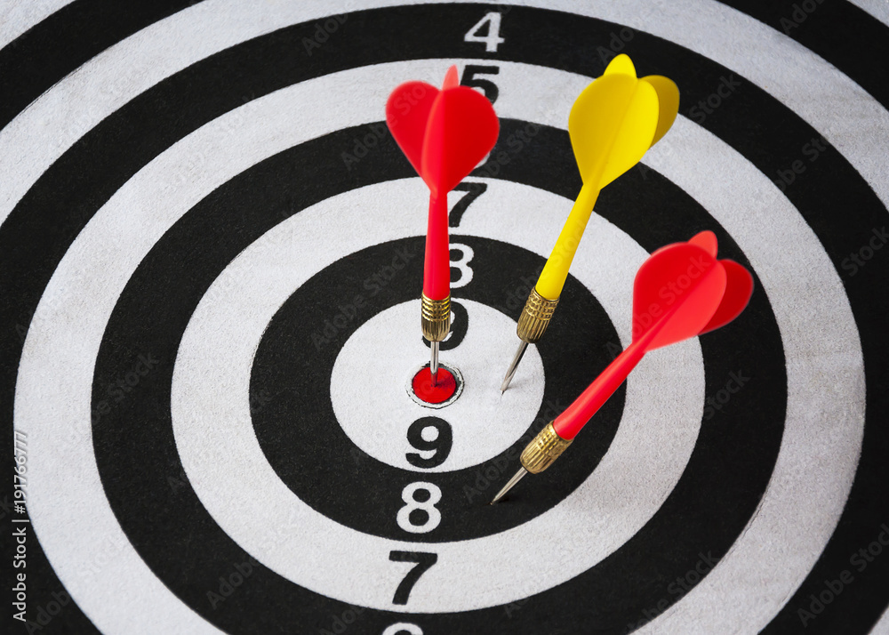 Closeup of dart board with arrows. Closeup of dart board with arrows.