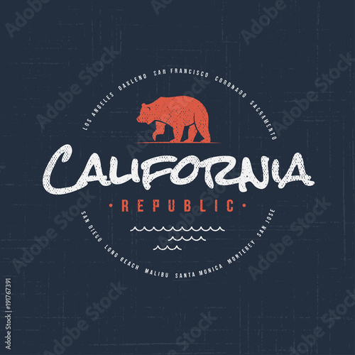California republic. T-shirt and apparel vector design, typography, print, logo, label, poster.