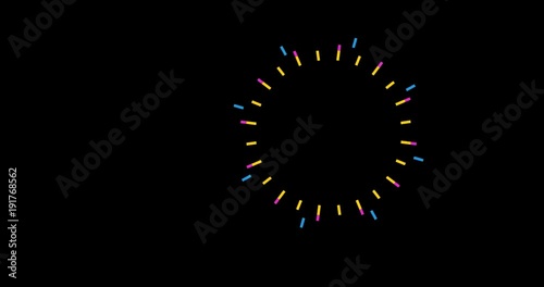 Flat motion graphic firework in PNG format with alpha transparency channel background. Happy celebration design.