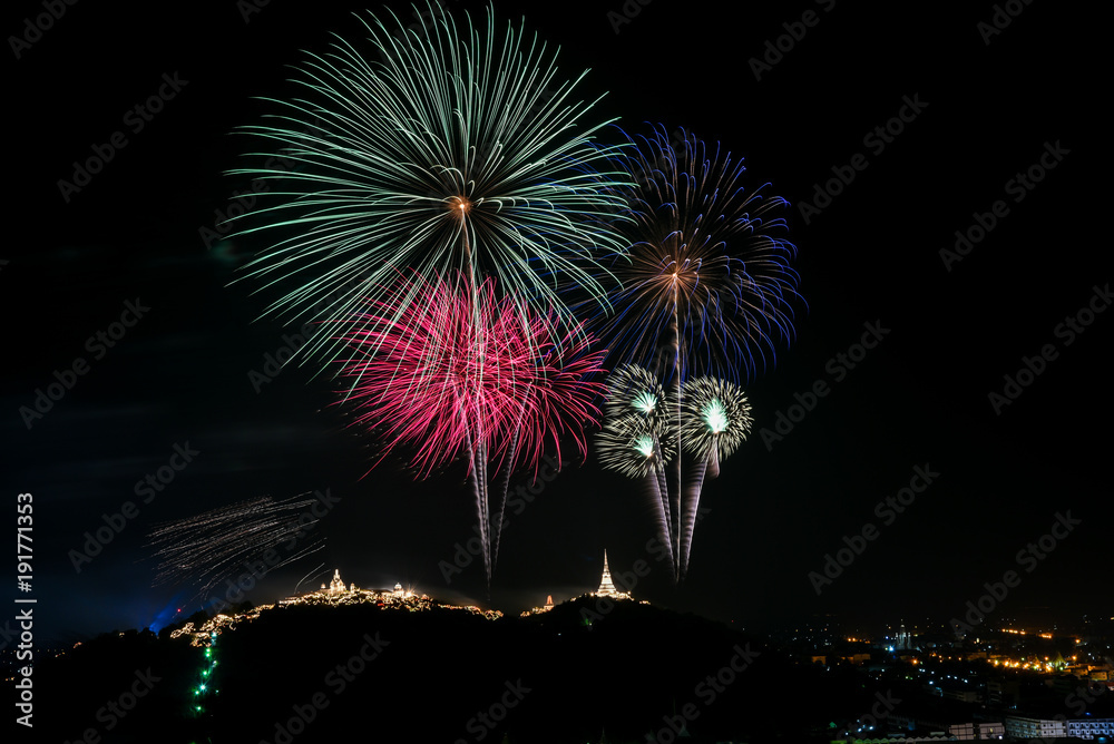 Firework in Pranakornkiri Annual Festival at Phetchaburi, Thailand Firework in Pranakornkiri Annual Festival at Phetchaburi, Thailand