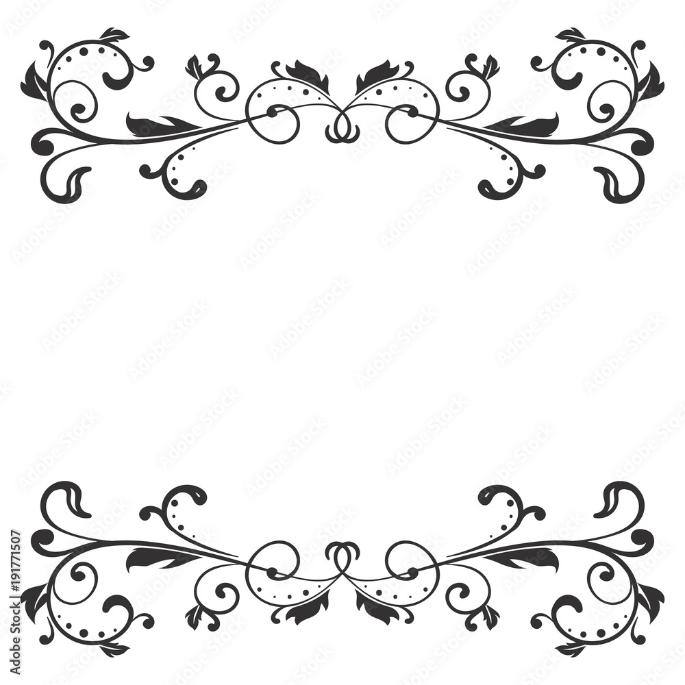 Floral decoration. Black ornamental divider Floral decoration. Black ornamental divider