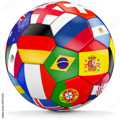 Fussball mit verschiedenen L  ndern - soccer ball with different countries