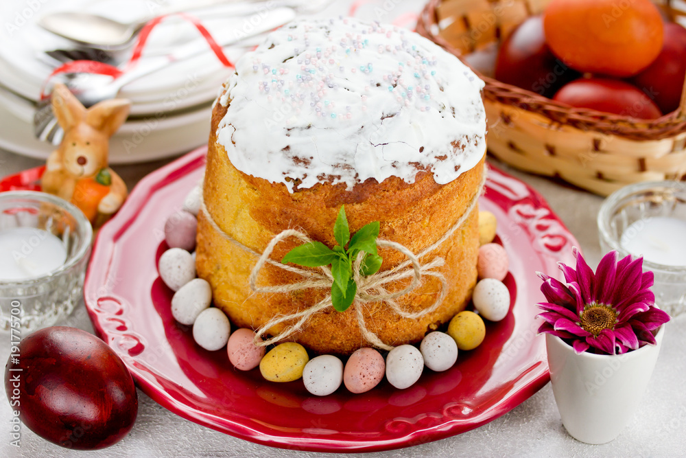 Easter cake kulich, traditional Russian Easter bread Easter cake kulich, traditional Russian Easter bread