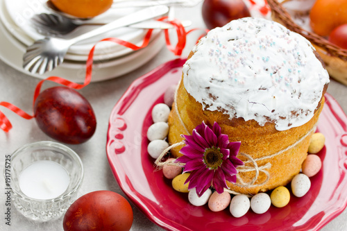 Easter cake kulich, traditional Russian Easter bread photo