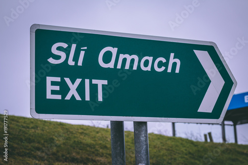 Close up of an exit road sign