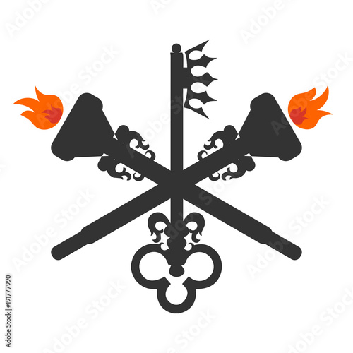 Goddess Hecate also known as triple goddess Crone vector symbol. Hecate sign. photo