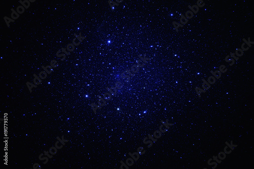 Starry sky fractal with distant planets on dark background