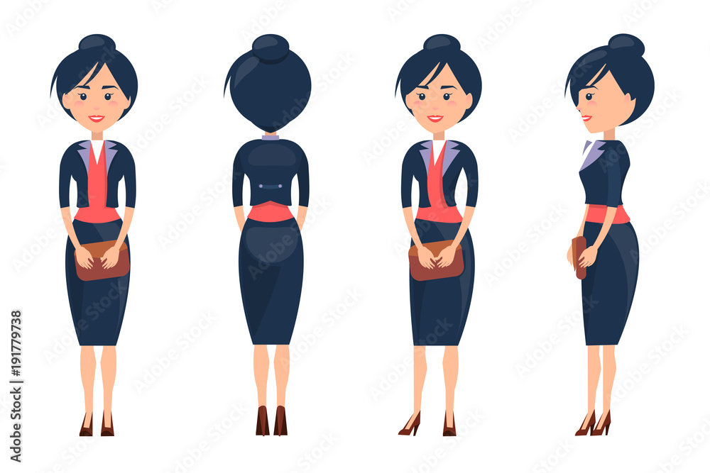 Fototapeta premium Beuaty Woman in Cute Suit Vector Illustration