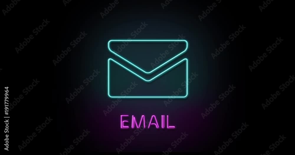 Colorful neon light glowing icon Email. Object isolated in PNG format with alpha transparency channel background