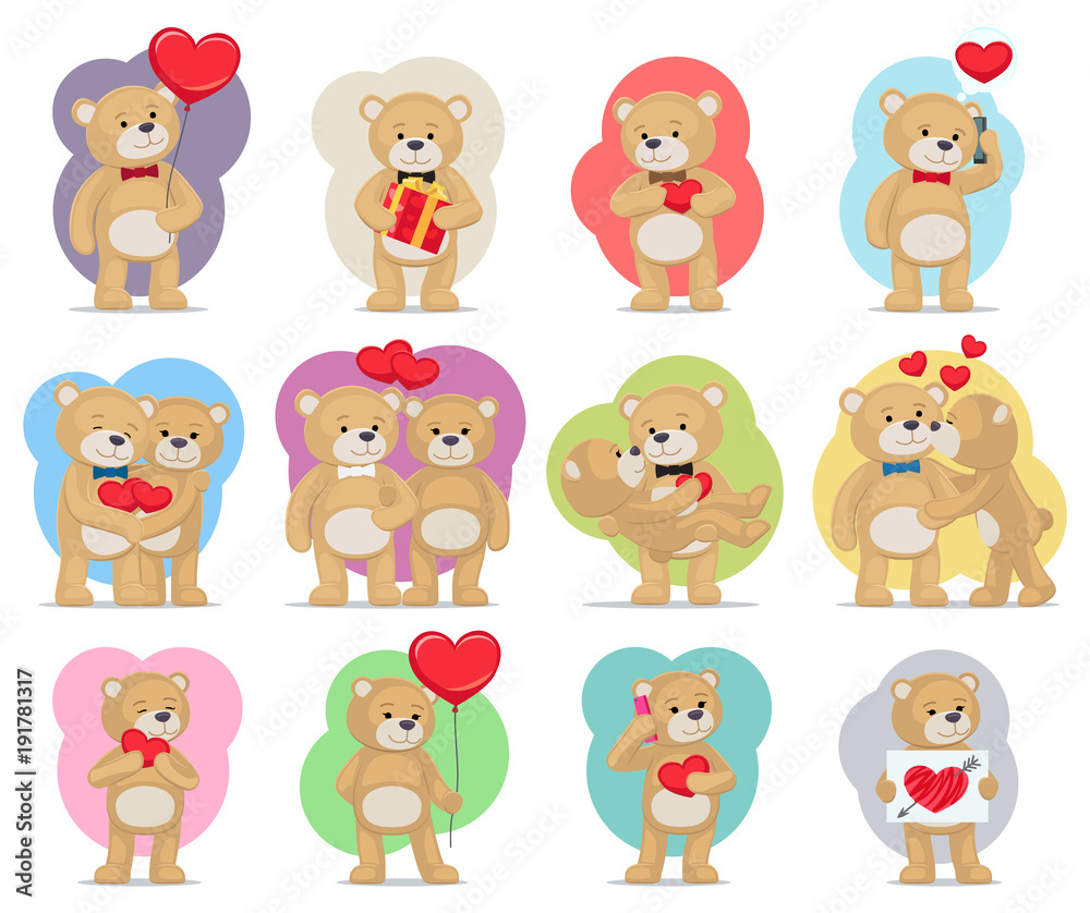 I Love You and Me Teddy Bears Vector