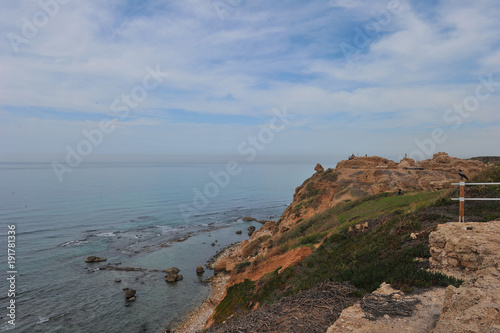 The remains of the old crusaders fortress at Apollonia-Arsuf National Park in Israel