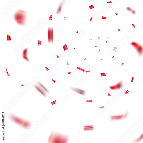 Red confetti explosion celebration isolated on white background. Falling confetti. Abstract decoration party, birthday celebrate or Christmas, New Year confetti decor. Vector illustration
