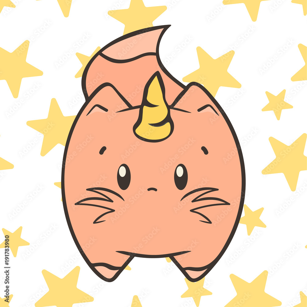 Cat unicorn icon cute funny fantasy animal Vector Image