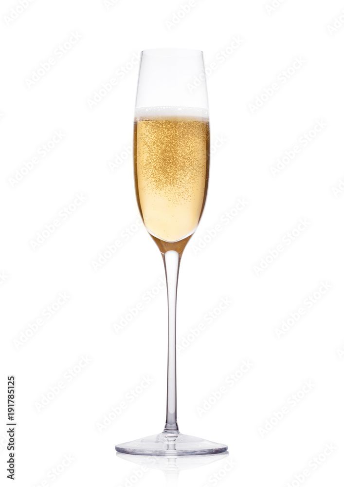 Elegant glass of yellow champagne with bubbles Elegant glass of yellow champagne with bubbles
