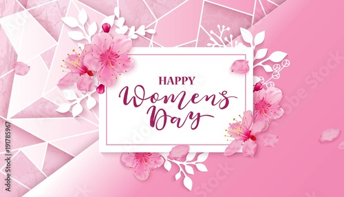 Happy women's day. 8 March with flowers