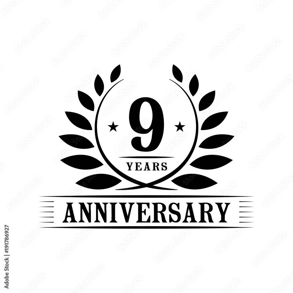 9 years anniversary logo template. 9 years anniversary logo template.