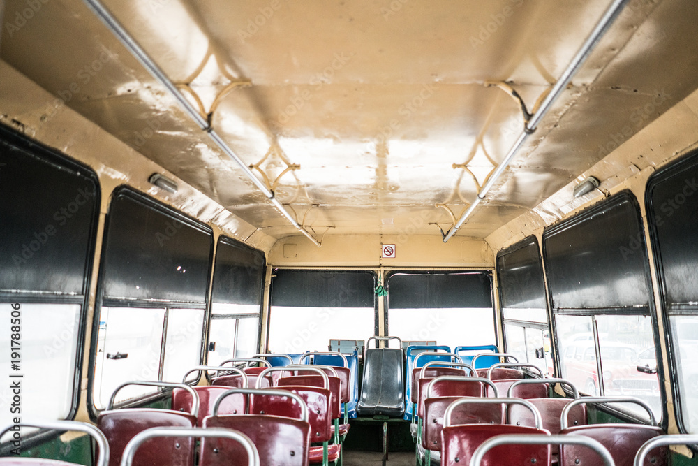 Fototapeta premium really cool bus interior in cuba