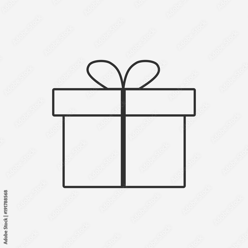 Present flat black outline design icon