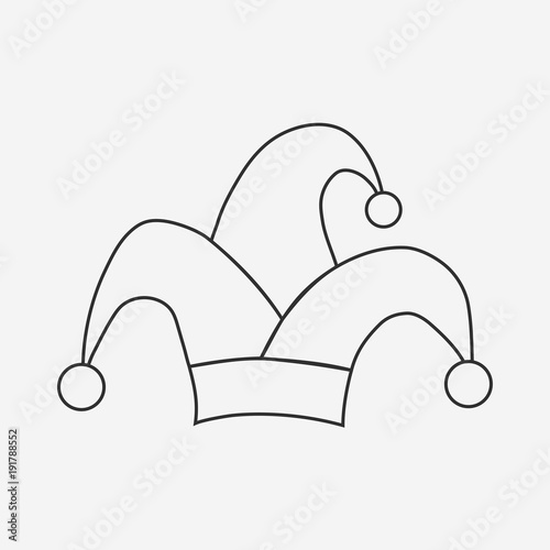 Clown jester hat flat black outline design icon