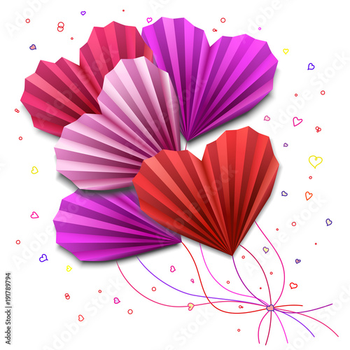 Paper heart for Greeting card. Origami  for Valentine s Day  weddings  Mother s Day