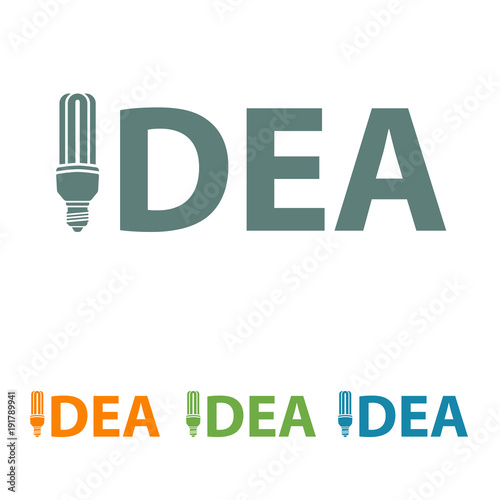 Logotipo IDEA con bombilla bajo consumo varios colores