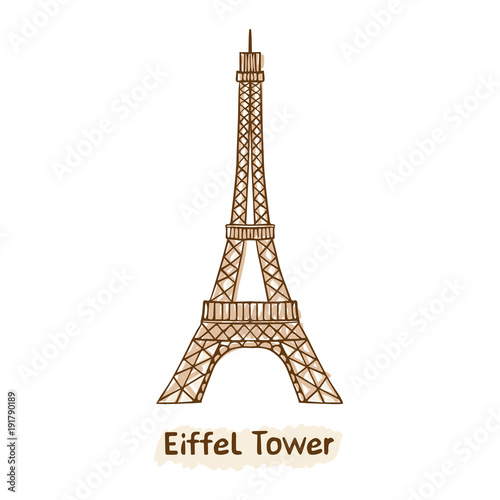 Hand drawn Eiffel Tower vector illustration