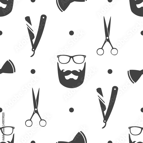 seamless pattern with  hipster beard