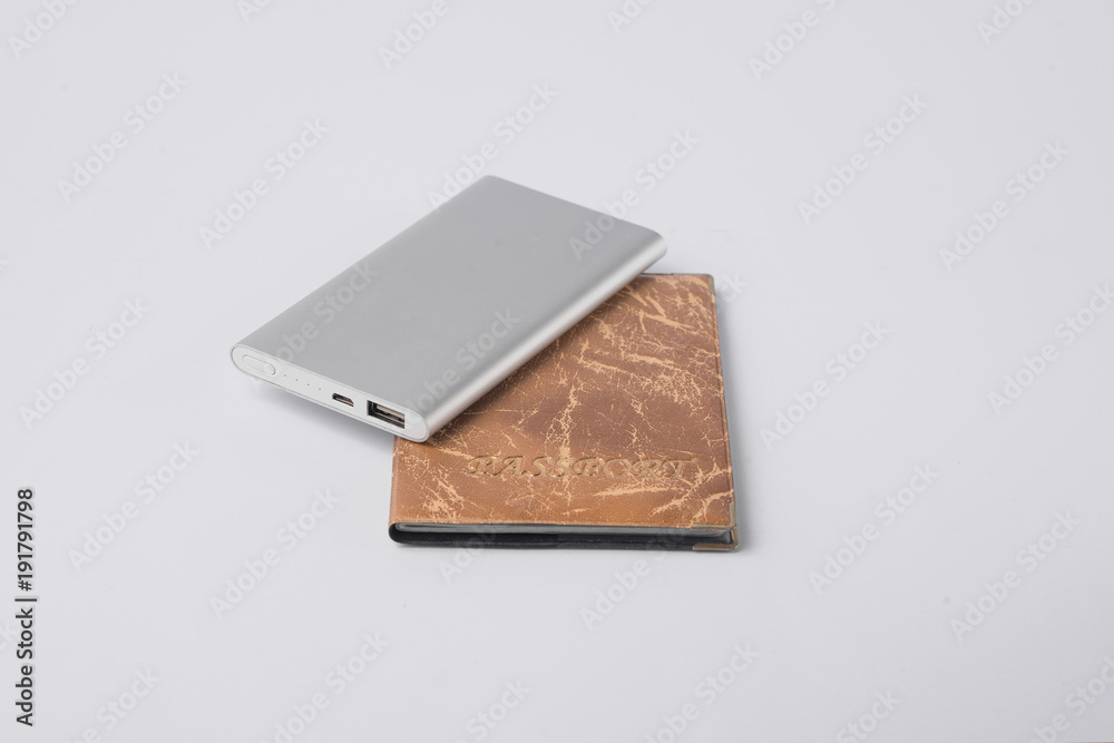 passport and pounding bank on white background, isolated passport and pounding bank on white background, isolated