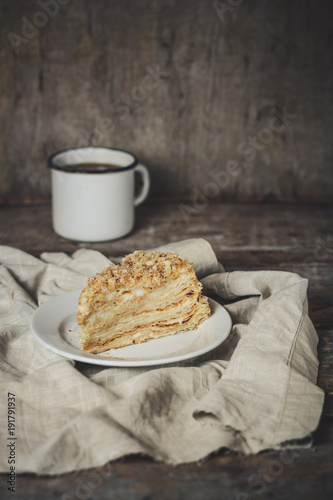 cake - Napoleon (cake with white cream is layered) 
