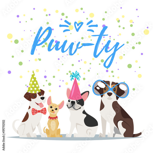 Dog Birthday party greeting card © thruer
