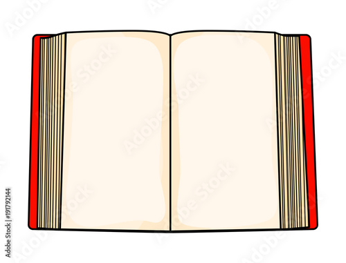 red cartoon open book  isolated on white background