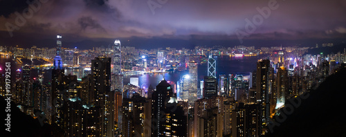 Hong kong island office buildings at night view from victoria peak © DreaMaker