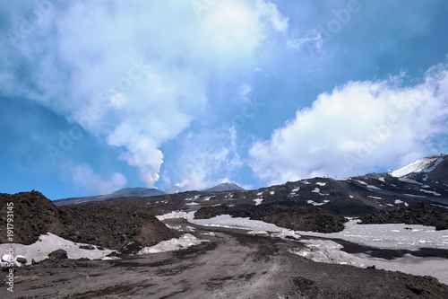 White Smoke From Summit Craters Of Mount Etna, Sicily © ollirg