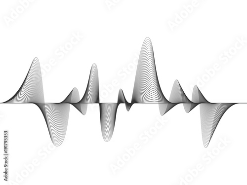 vector design illustration of dynamic sound wave, radio frequency modulation, random sound wave, amplitude wave