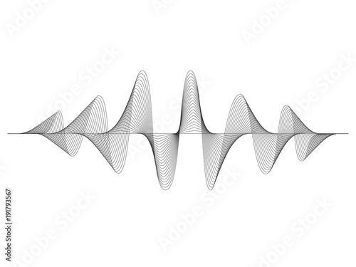 vector design illustration of dynamic sound wave, radio frequency modulation, random sound wave, amplitude wave