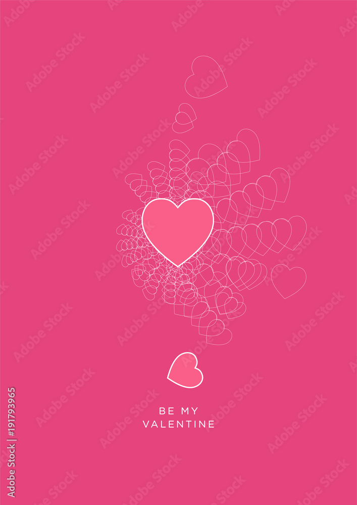 Heart explosion minimal illustration vector art. Valentine's day greeting card.