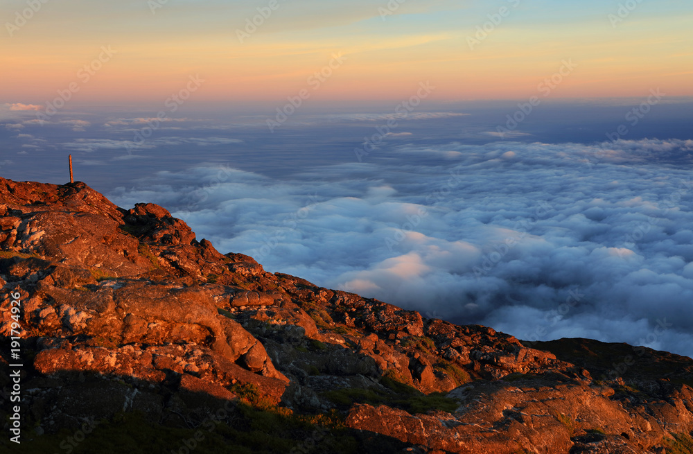 Landscape from Pico volcano (2351m), Pico Island, Azores, Portugal, Europe