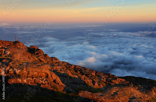 Landscape from Pico volcano  2351m   Pico Island  Azores  Portugal  Europe