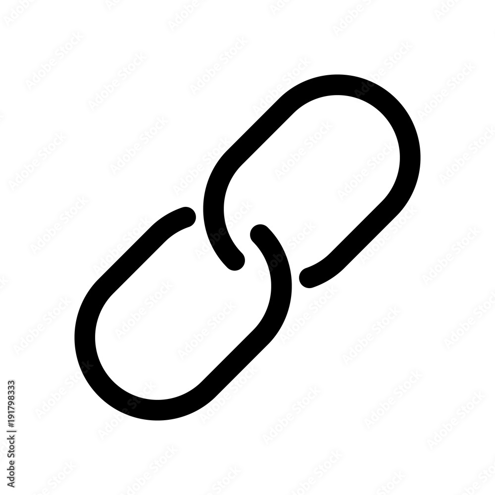 Chain icon. Symbol of hyperlink. Outline modern design element. Simple black flat vector sign with rounded corners.