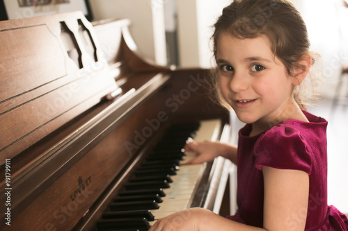 Very Cute and Talented 5 Years Old Girl in Red Dress Playing Piano 