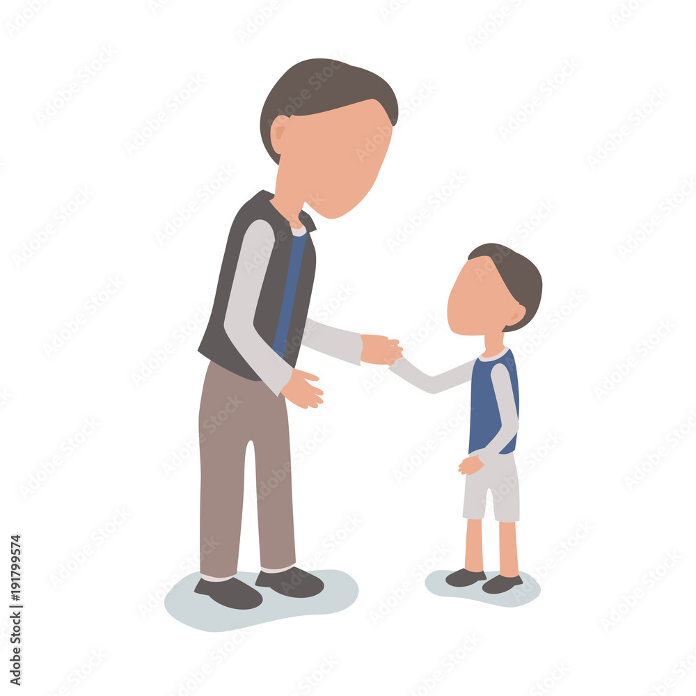 Family concept - Man or teacher with young son or pupil