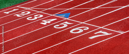 running track with marked lane numbers