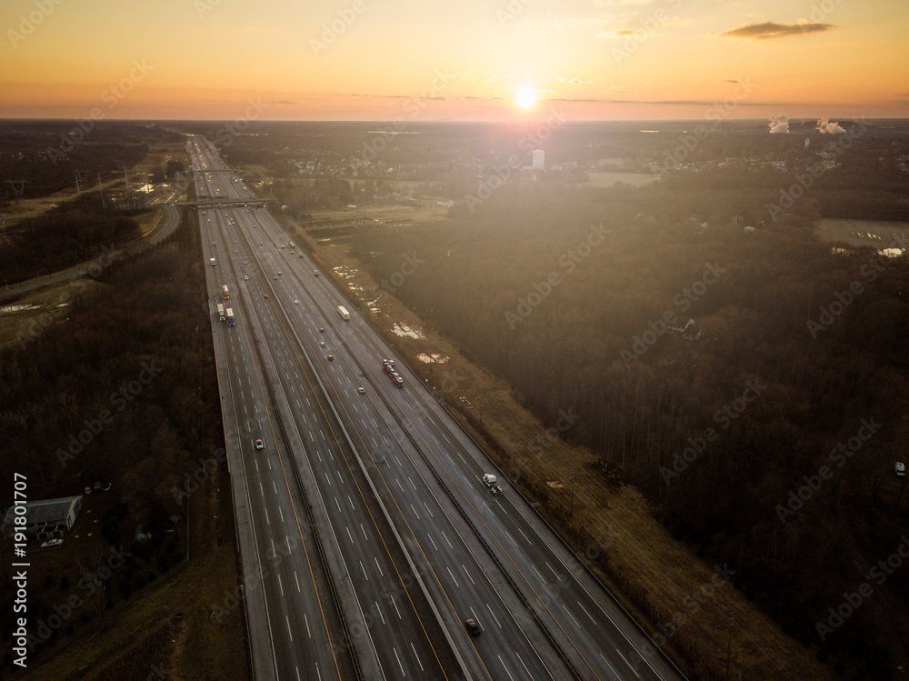 Fototapeta premium Aerial of New Jersey Roads Traffic 