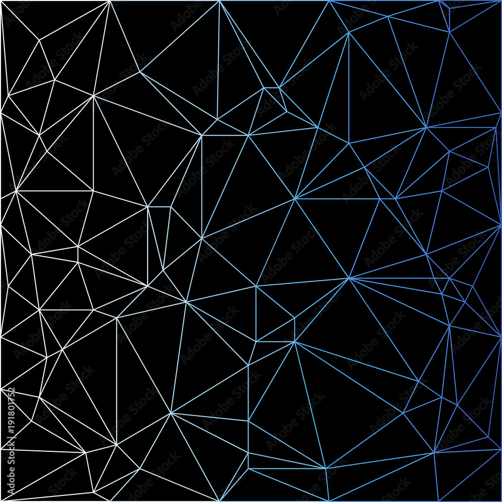 Blue wireframe abstract polygonal triangle background. Vector Polygon which consist of triangles. Geometric background in Origami style with gradient.