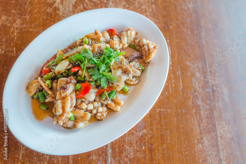 squid fried shrimp paste the delicious Thai seafood.